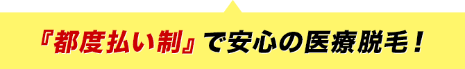 『都度払い制』で安心の医療脱毛!