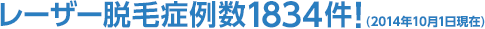レーザー脱毛症例数1834件！ (2014年10月1日現在)